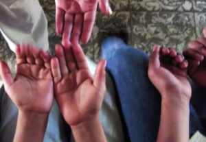 Close up of children's hands